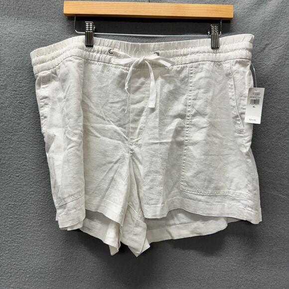 GAP Shorts Womens XL White Coastal Linen Rayon Elastic Waist COMFY 3" Inseam NEW - Picture 1 of 8
